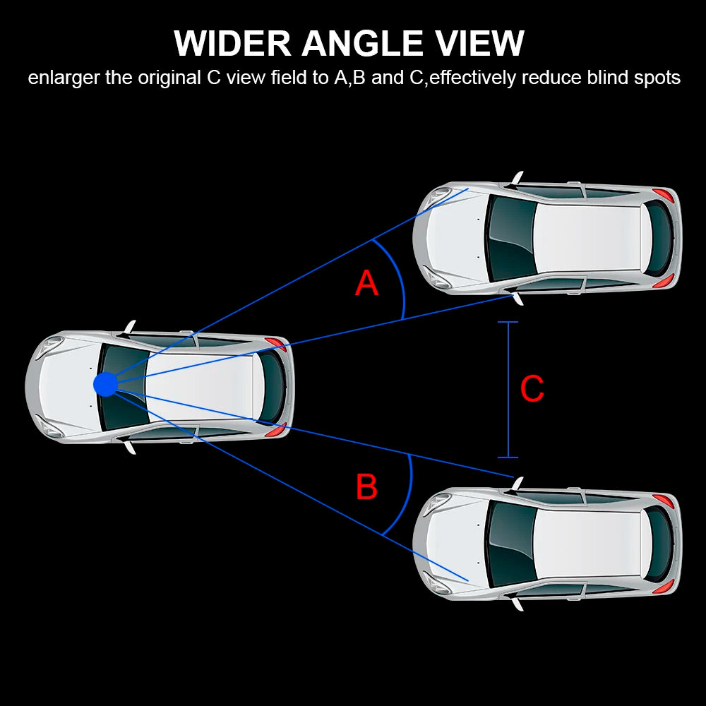 2.5D Full Screen HD Glass Anti-glare Wide-angle Blue Frameless Mirror Car Interior Rear View Mirror 3000R Micro Curvature Lens