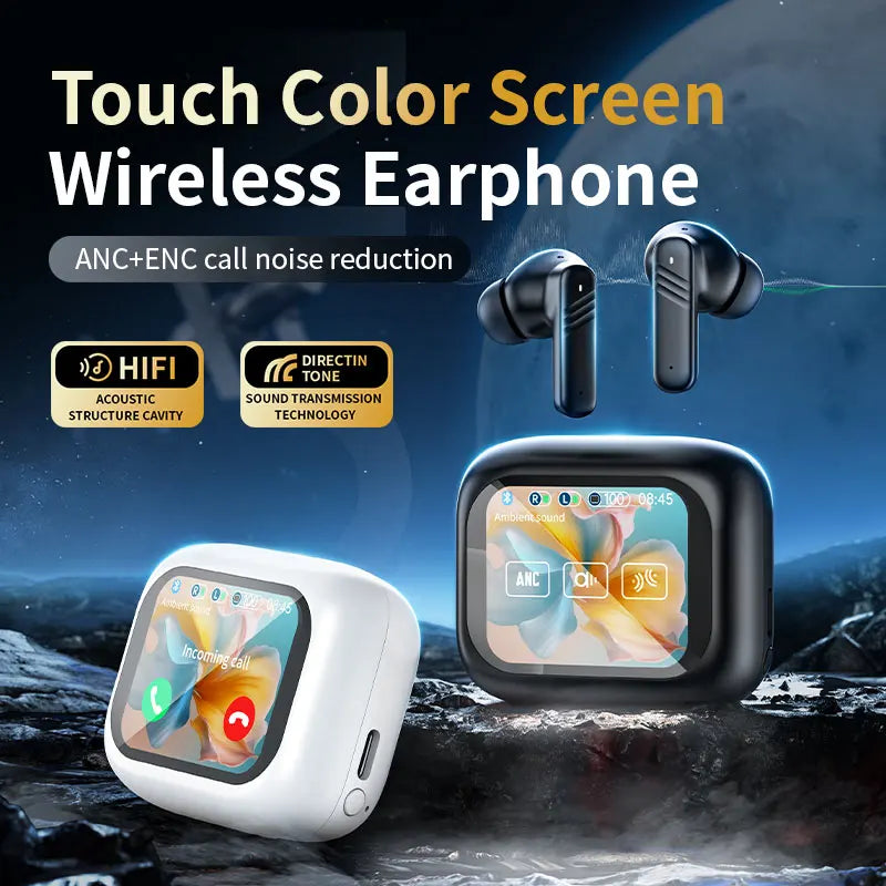 LX-10 Active Noise Cancelling True Wireless Stereo TWS Earphones Headphones Smart Full Touch Screen Earbuds