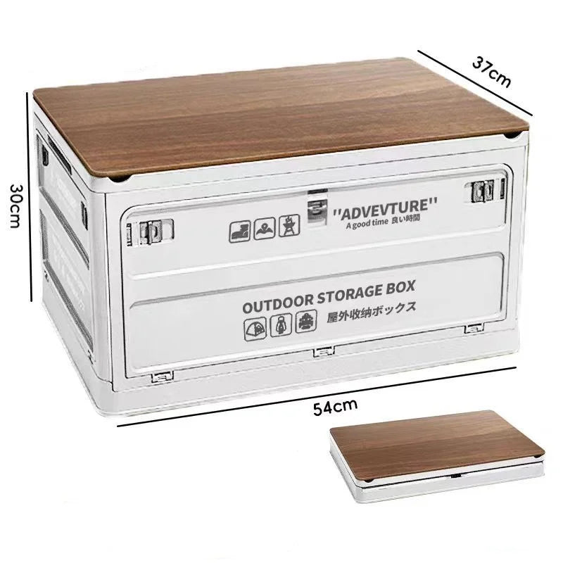 Organizing Storage Moving Foldable Plastic Storage Box Wood Lid Foldable Stackable Storage Box Organizer