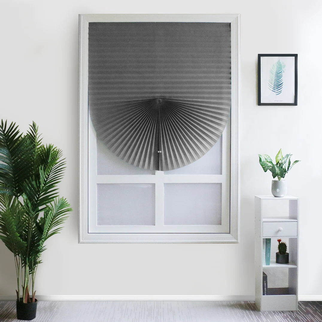 Easy to Install Light Filtering Pleated Paper Shades for Window Temporary and Portable Blinds with Clips Roman Zebra