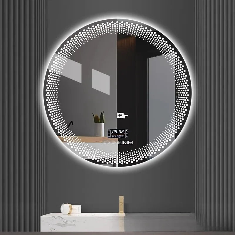 Modern LED Wall-Mounted Smart Defogging Bathroom Mirror with Light