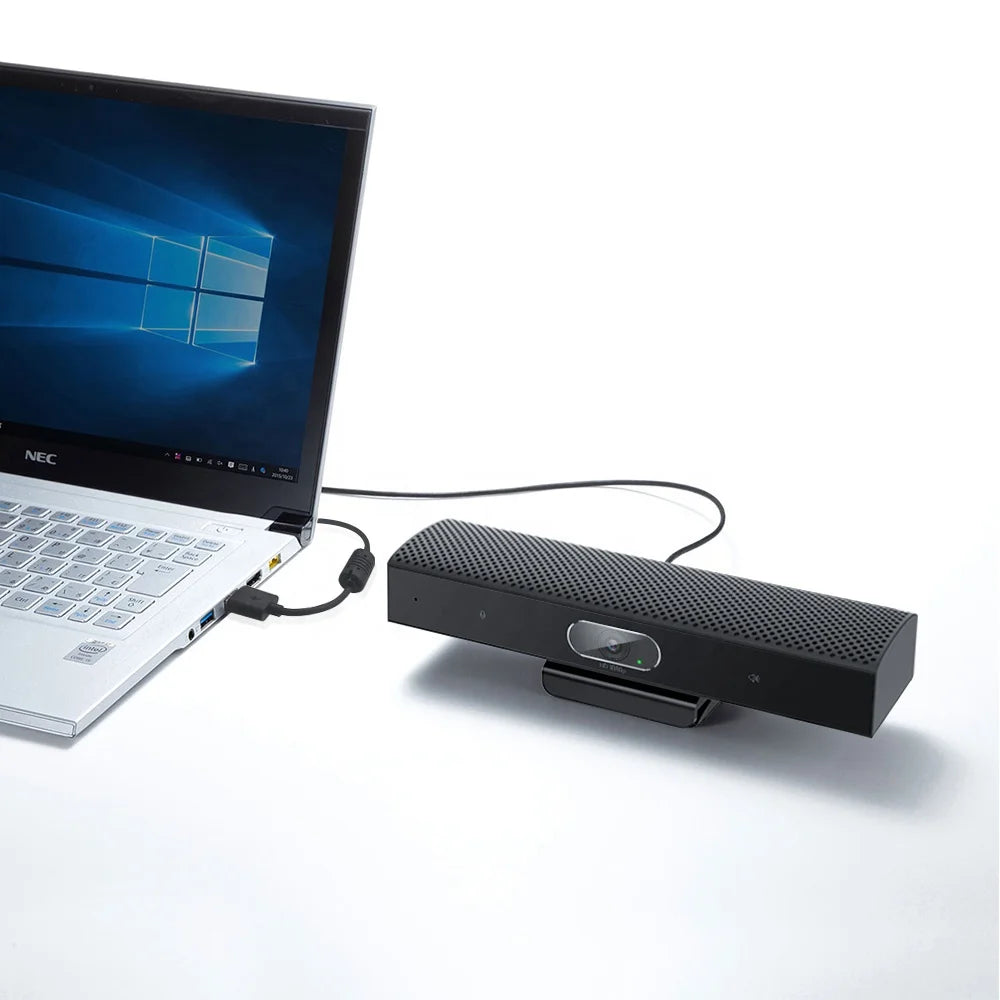 Video Conference Soundbar 2K HD Camera with Speaker and Microphone 3 in 1 Design USB Webcam for Small Size Mini Conference Rooms