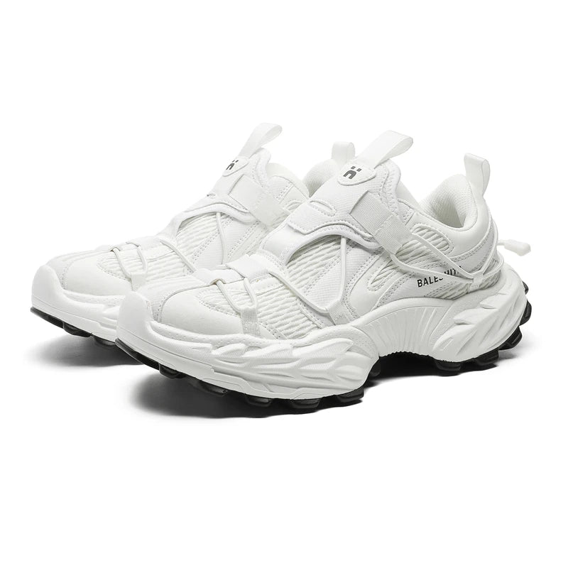Men Women Modern Chunky Sole Sneakers Adjustable Strap Shock Absorption Technology Supportive Ankle Collar for Gym Daily Wear
