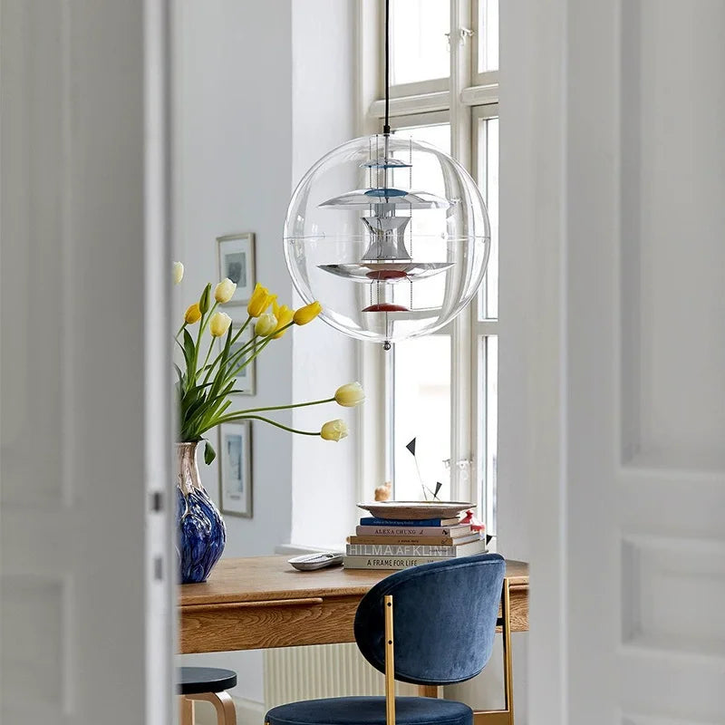 Danish Globe Spherical Planet Chandelier Designer Creative Stylish Art Decorative Planet Dining Table Lamp for Living AC Hanging