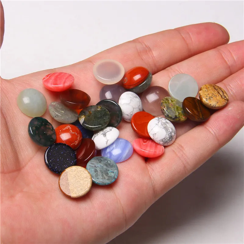 4/6/8/10/12/14mm Natural Stone Cabochon Round Semi-precious Cameo Fit DIY Ring Earring Bracelet Jewelry Making Finding 10pcs/lot