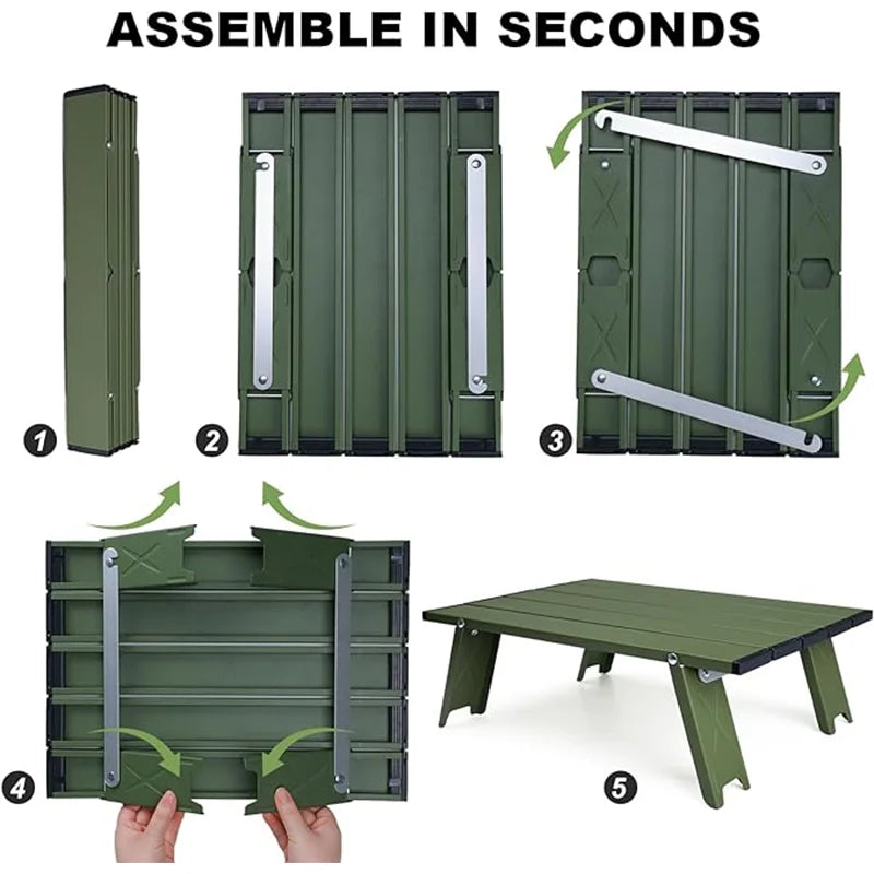 Ultralight Roll up Mini Aluminum Camp Picnic Table Foldable for Outdoor Hiking Camping Metal Table