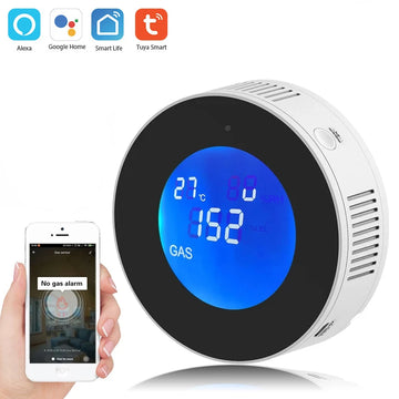 Tuya Wifi Smart Natural Gas Alarm Sensor With Temperature Function Combustible Gas Leak Detector