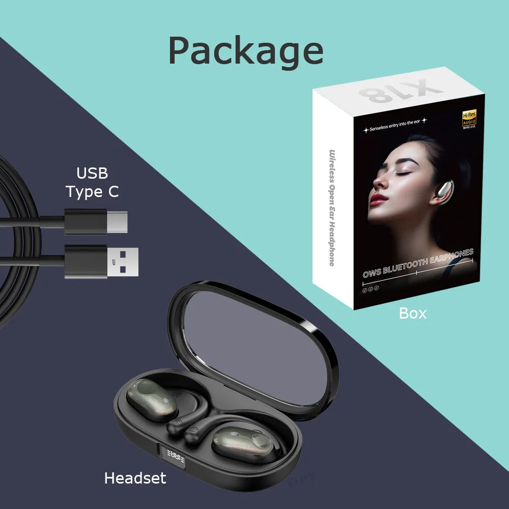 Android Music Player Airport 4 Open square Sports Headphones Earphones Earbuds 5.3 with Built in Wireless