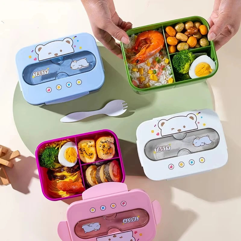 Microwave Safe Bento Box Food Grade Plastic Leak Proof Lunch Container With Cup Holder Office School Home Meal Prep Storage
