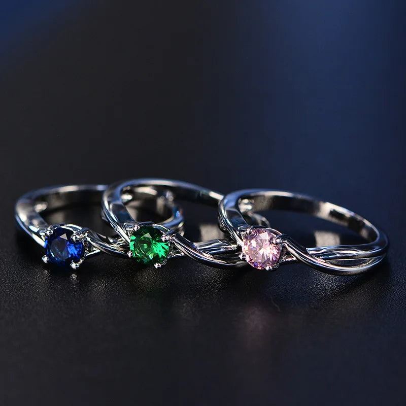 Gemstone Moissanite Amethyst Silver Ring Blue Sapphire Ring Silver 925 Jewelry Aquamarine Rings For Women Engagement Rings