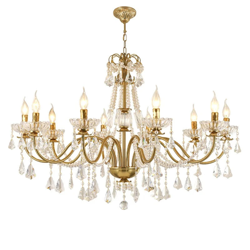 French Modern Retro Luxury Crystal Chandelier for High-End Villa Steel Ceiling Mounted for Living Dining Bedroom AC Zhongshan