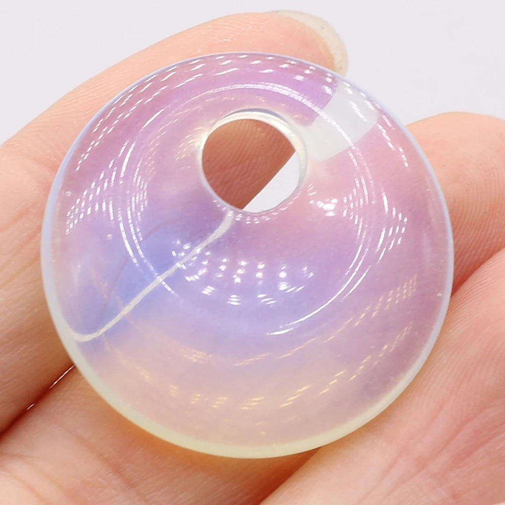 Natural Stone Pendant Semi-precious Stones Round Big Hole Charms For Jewelry Making DIY Necklace Bracelet Earrings Accessories