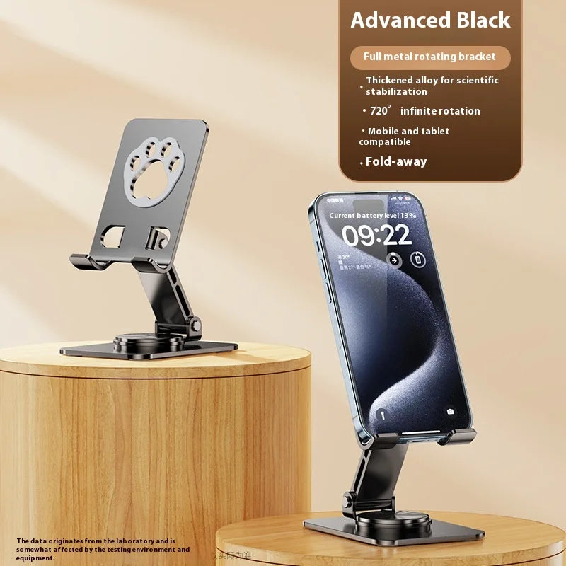 Portable Foldable Metal Phone Tablet Stand Rotatable Bottom Flexible Live Streaming Cooling Device Lazy Person's Desk Support