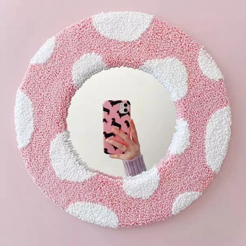 Modern OEM Soft Tufting Rug Mirror Handmade Soft Tufted Mirror for Bedroom