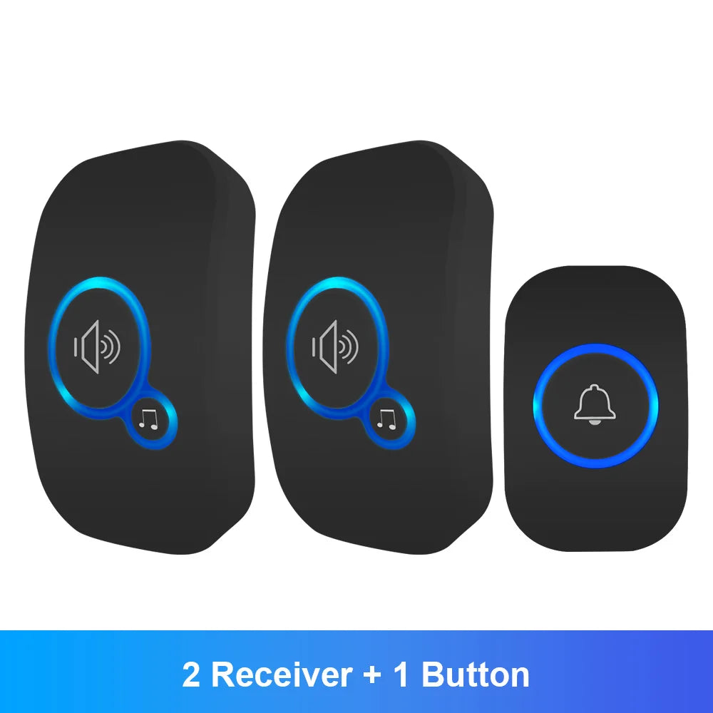 Fuers Wireless Smart Doorbell Home Security Alarm Welcome Doorbell LED Light 32 Songs with Waterproof Button easy Installation