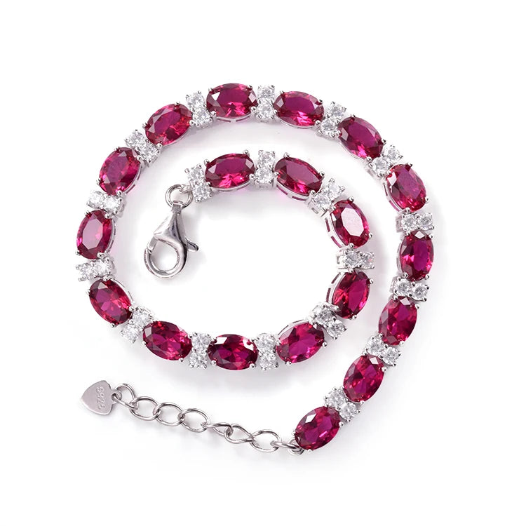 Exquisitely Crafted Fine Jewelry 925 Sterling Silver  Adjustable Ruby  Gemstone Woman Bracelet