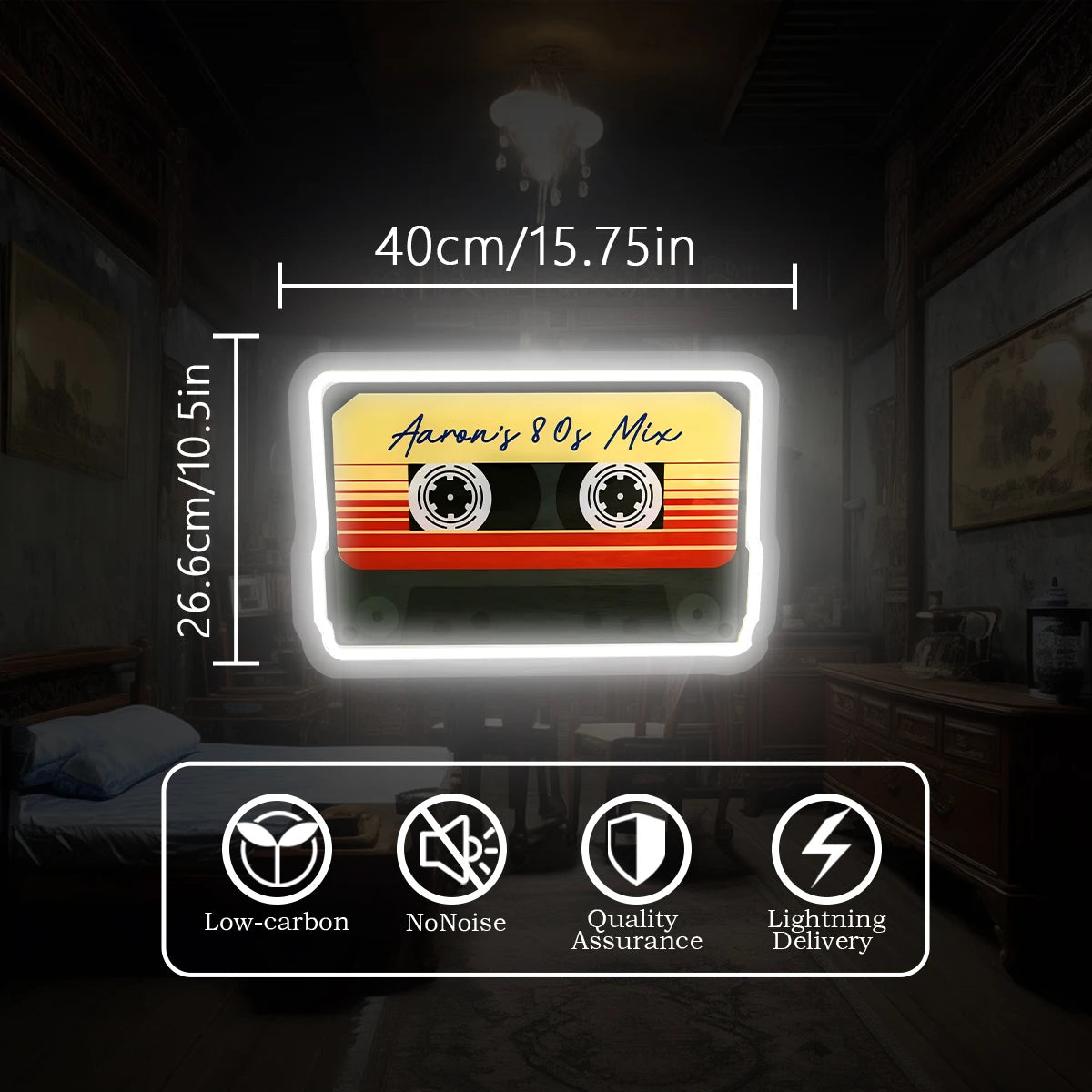 Neon Sign LED Tape Record Player for Home Office Company Party Bar Neon Lights Atmosphere Room Decorative Lighting