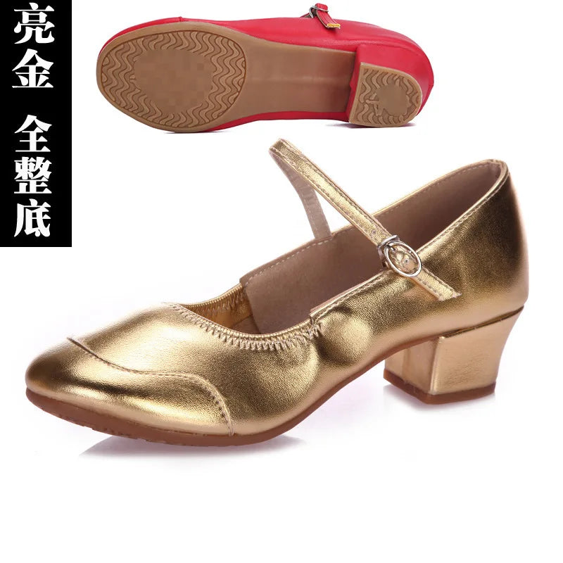 50%OFF Shoes Latin Dance-Shoes for Ladies Modern Tango Dancing  Square Heels Red Salsa Shoes Closed Toe Rubber Sole