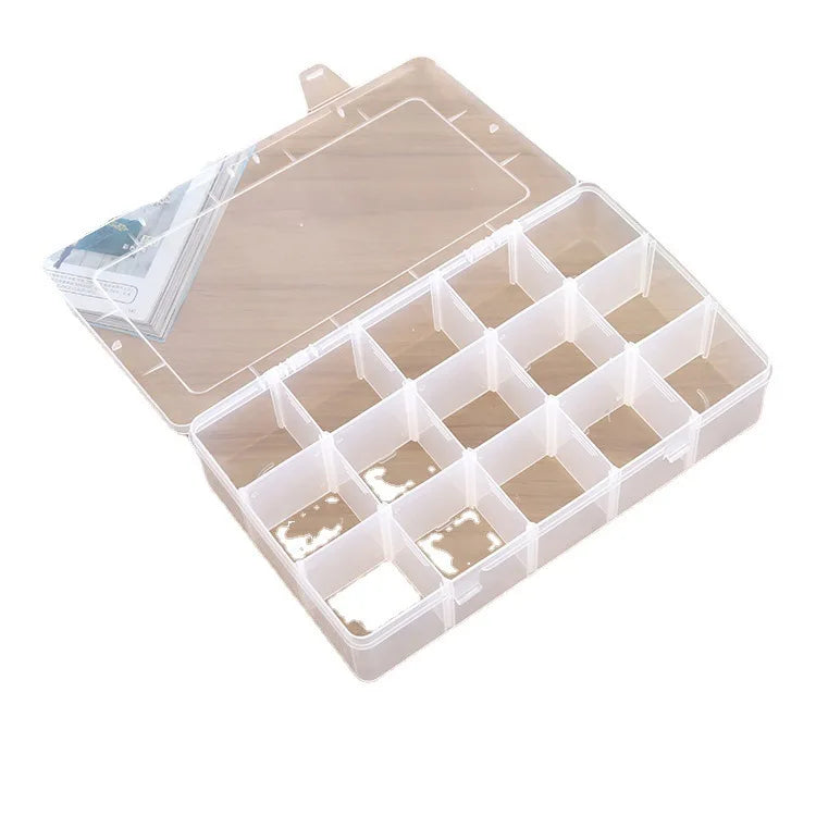 Modern 15-Compartment Extra Large Nail Art Jewelry Beads Organizer Box PP 10kg Capacity Detachable Transparent Storage for Toys