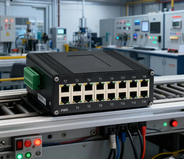 16-Port Unmanaged Gigabit RJ45 Industrial Ethernet Switch 1000Mbps 12-48VDC for Harsh Environment -40~80C in Stock