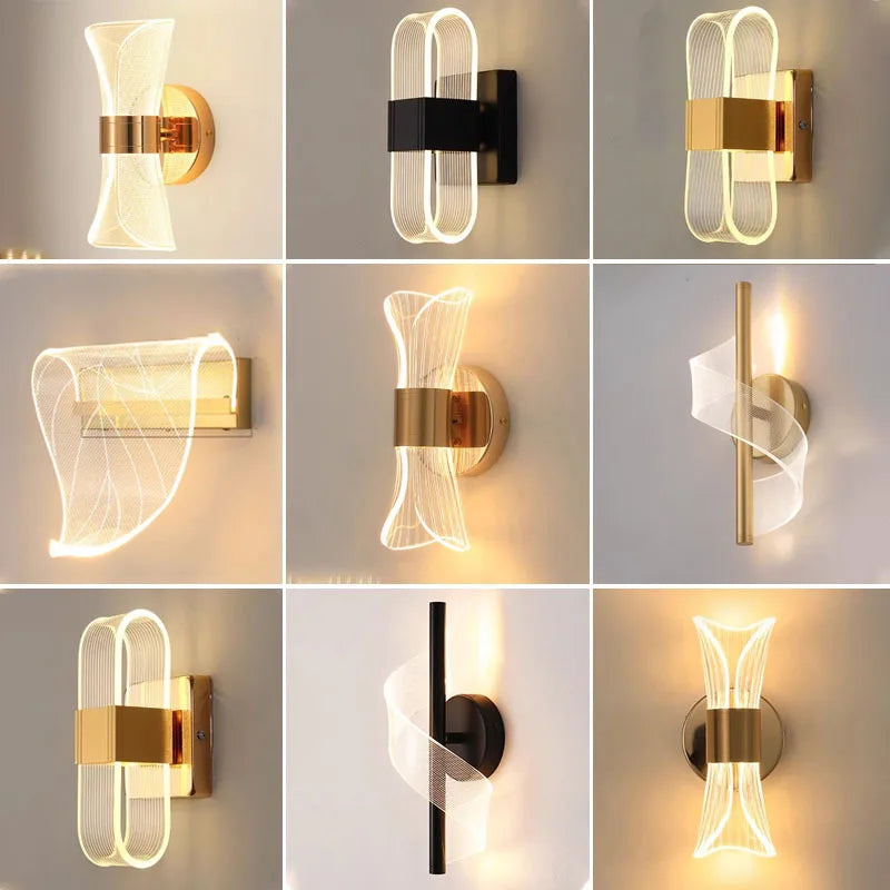Minimalist Modern Bedside Lamp Creative Bedroom Living Room Nordic Led Ultra Bright Aisle Background Wall Light