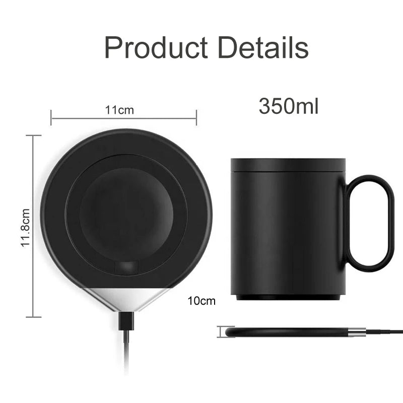Dropshipping Electric Usb Cup Warmer Thermostatic Mug Heater Ceramic Cup With Wireless Charger