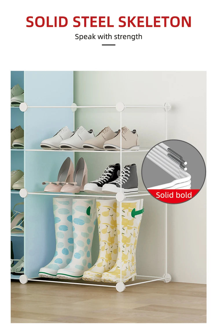 Plastic Metal Shoe Storage Cabinet Folding Portable Shoe Rack Door Living Room Furniture Cheap Simple Modern with Transparent