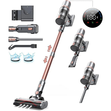 Vacuum Cleaners, 45KPa Powerful Suction Cordless Vacuum Cleaner with LED Touch Display, 60mins Runtime Lightweight Stick Vacuums