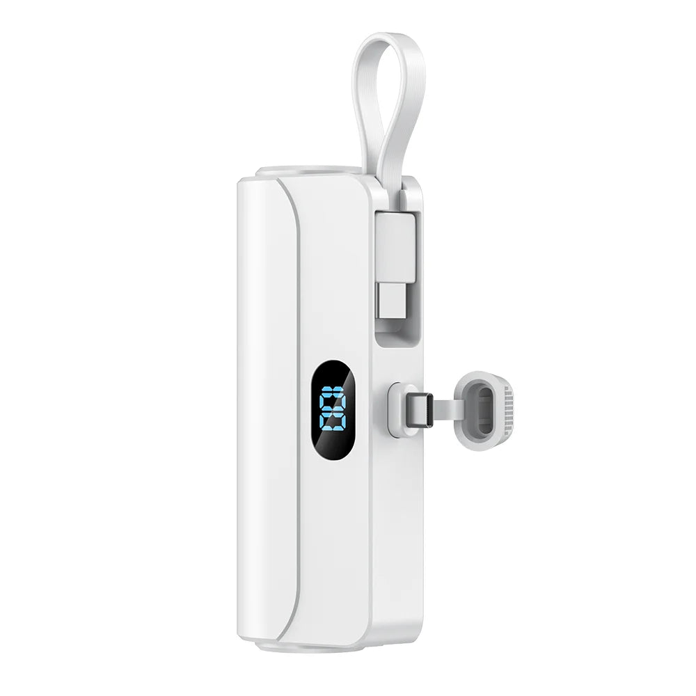 Portable Iphone Charger Battery Pack 5000mAh Large Capacity Tail Plug Power Bank USB C Built-In Cable Mini Capsule Power Banks
