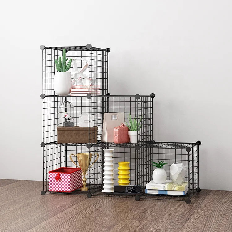 Bookshelf Closet Cabinet Metal Cube Shelves Storage Cube Grids Wire Organizers