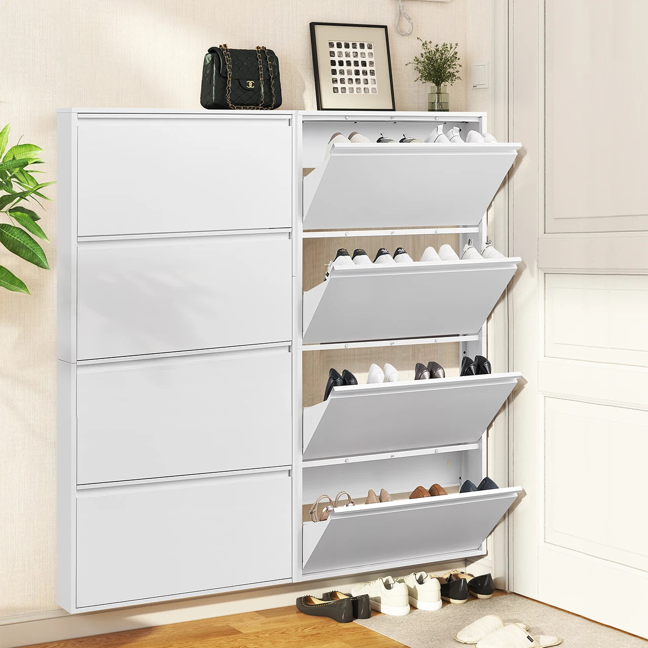 Modern Steel Ultra-Thin Steel Shoe Rack Living Room Home Metal Shoe Cabinet Household Shoe Rack