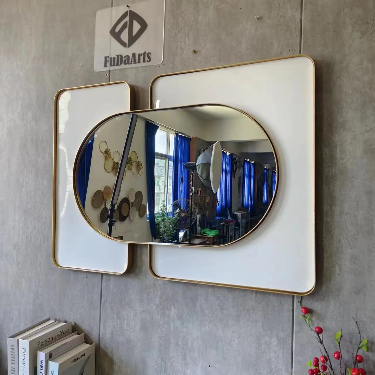 80x60CM Factory Price Large Modern Gold Metal Frame Wall Art Living Room Home Decor Hanging Mirror for Sale Dropshipping DDP