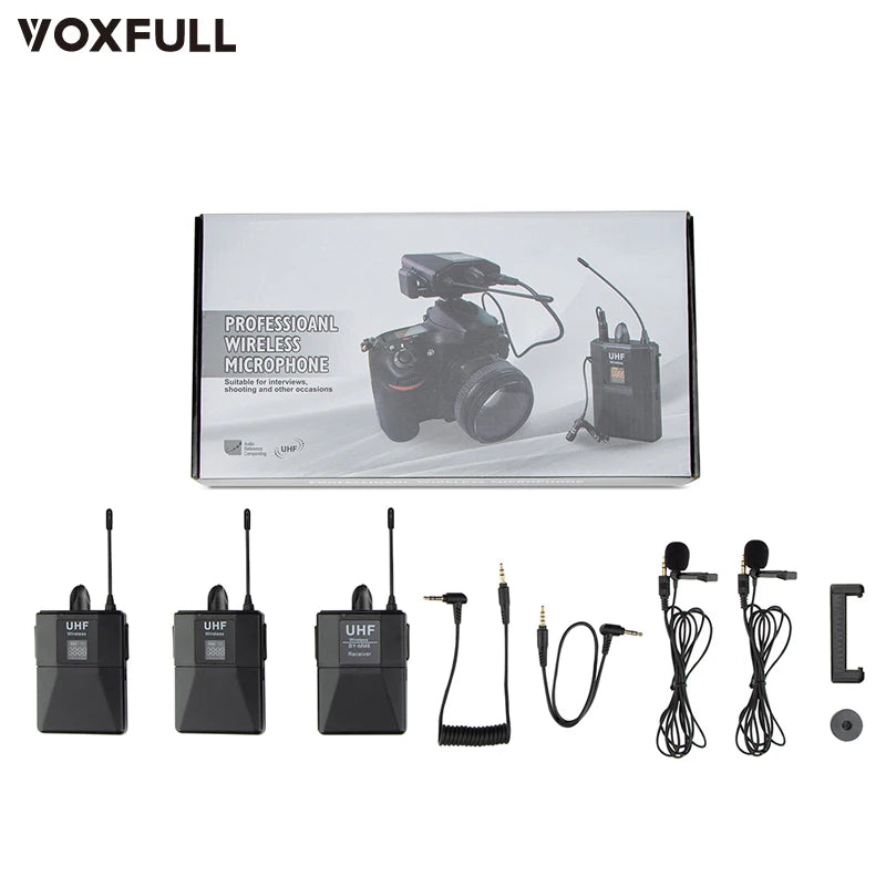 Voxfull Wlj02 High-Quality Wireless Lavalier Microphone Lapel Microphone System Comes With Two 3.5mm Cables