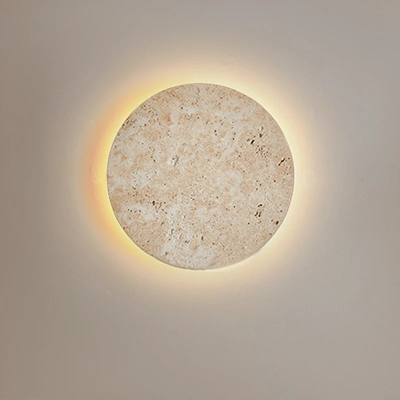 Natural Yellow Stone Led Sconce Nordic Wabi Sabi Home Travertine Decor Light Living Room Bedside Corridor Marble Wall Lamp