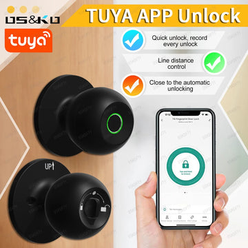 Wholesale Bathroom Tuya Smart Knob With Key Fingerprint Bathroom Hardware Accessories Door Lock
