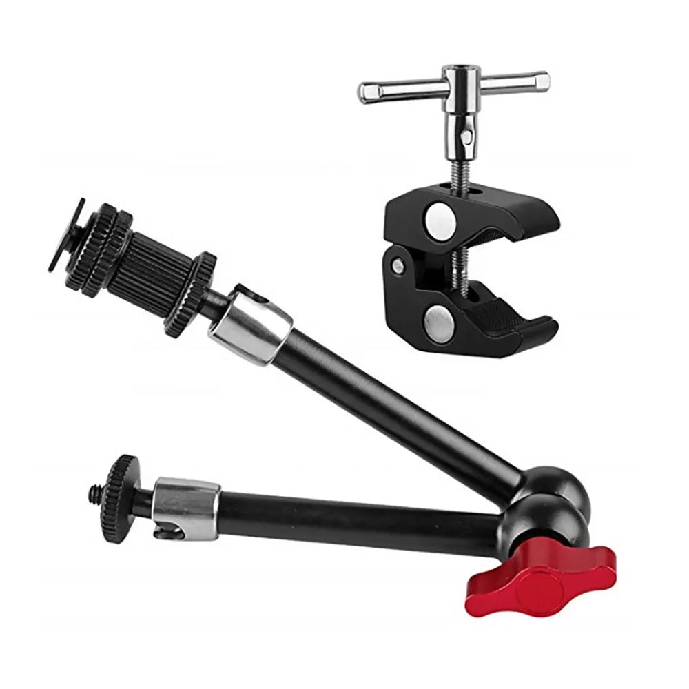 Takenoken 11 Inch CNC Metal Magic Arm Rig Adjustable DSLR Camera Super Clamp 11 Inch Articulating Friction DSLR Camera Mount