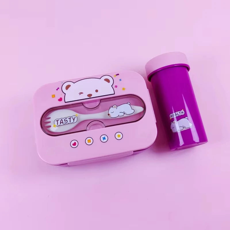 Microwave Safe Bento Box Food Grade Plastic Leak Proof Lunch Container With Cup Holder Office School Home Meal Prep Storage