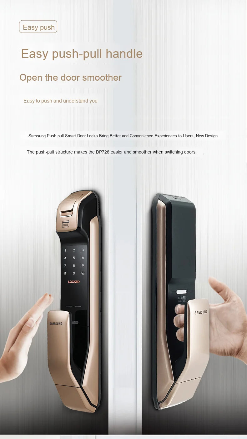 For SamsungSmart Lock DP728 Home Anti-theft Door Lock Aluminum Alloy Digital Fingerprint Password Lock  App
