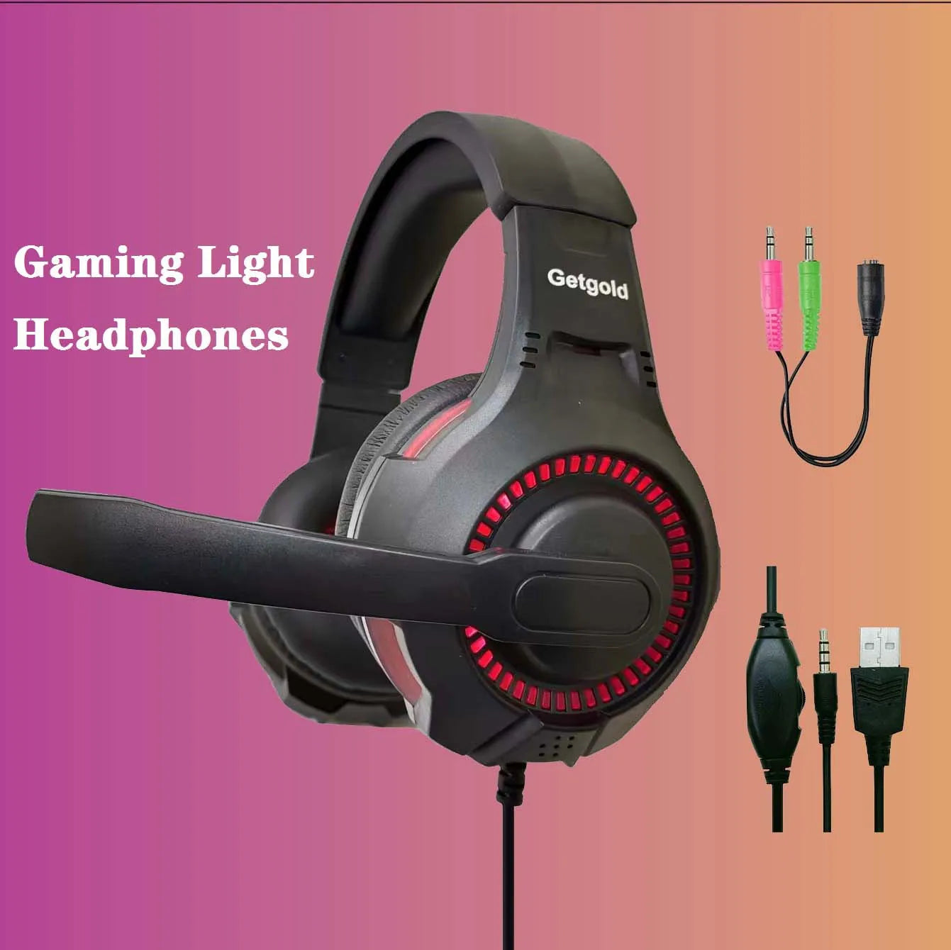 884B Wired Gaming Headphones with 1 Color LED Light Earbuds Gaming Headsets and Headphones Games Gamer Headphones Gamer