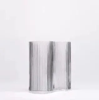 Wholesale Striped Design Modern Glass Vases Latest Modern Design Art Recycled Striped Glass Vase for Home Decoration Floor Vase