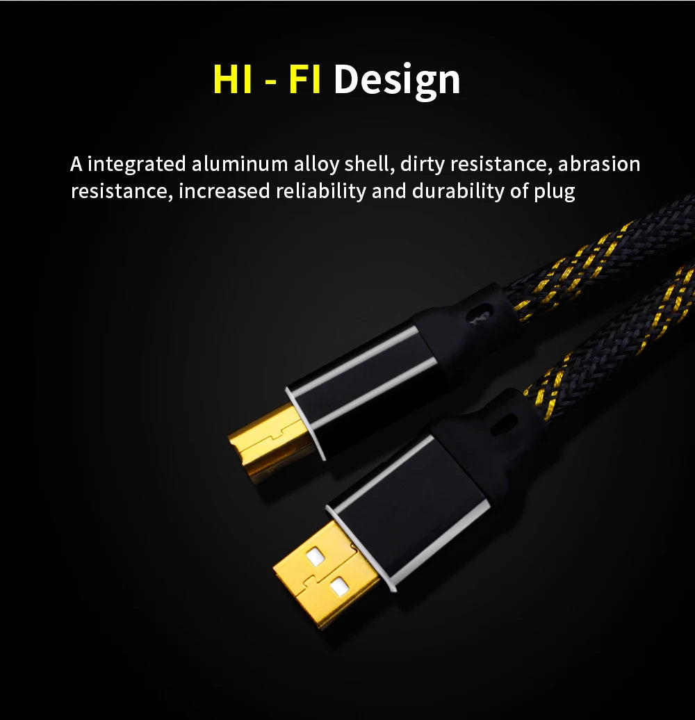 YYAUDIO Hifi USB Cable DAC A-B C-B C-C A-C Digital Audio High Quality OFC Silver Plating Type A to Type B Hifi Usb Typec Cable
