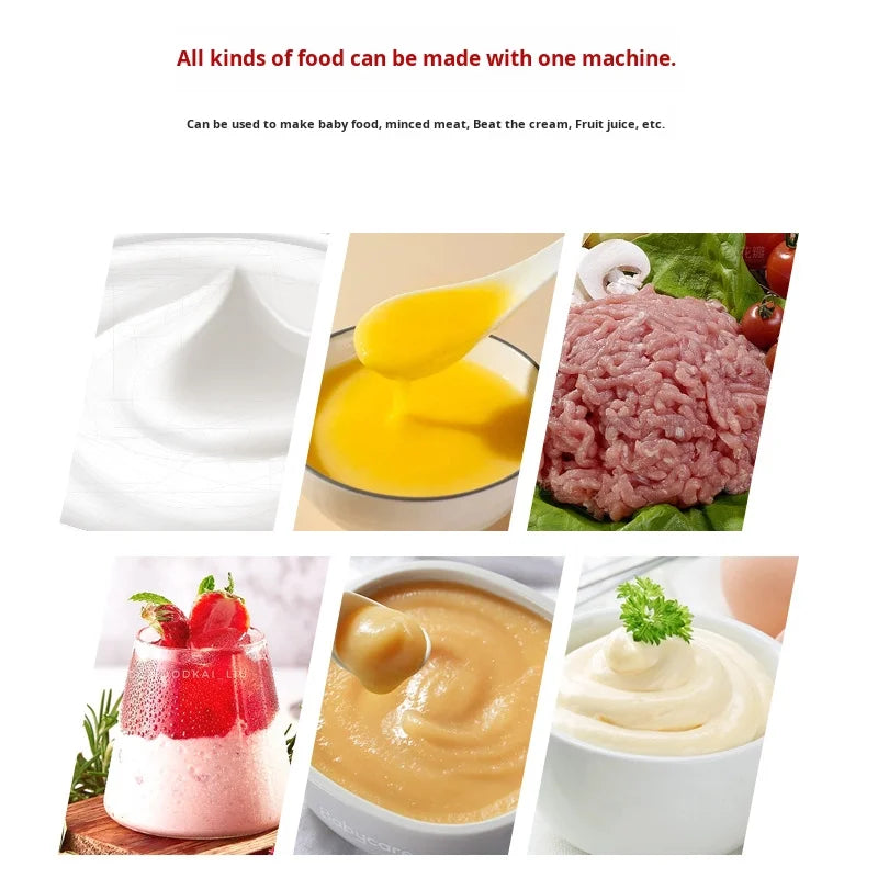 5-in-1 High-Power Professional Electric Stick Blender Household Immersion Hand Blender with Plastic Container in Stock