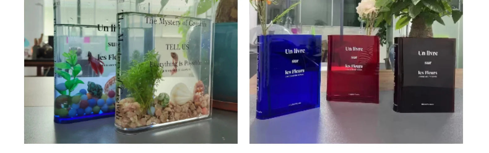 High Quality High-Transparency Acrylic Book Vase Modern Square Design with Transparent Glaze Factory Direct Sale