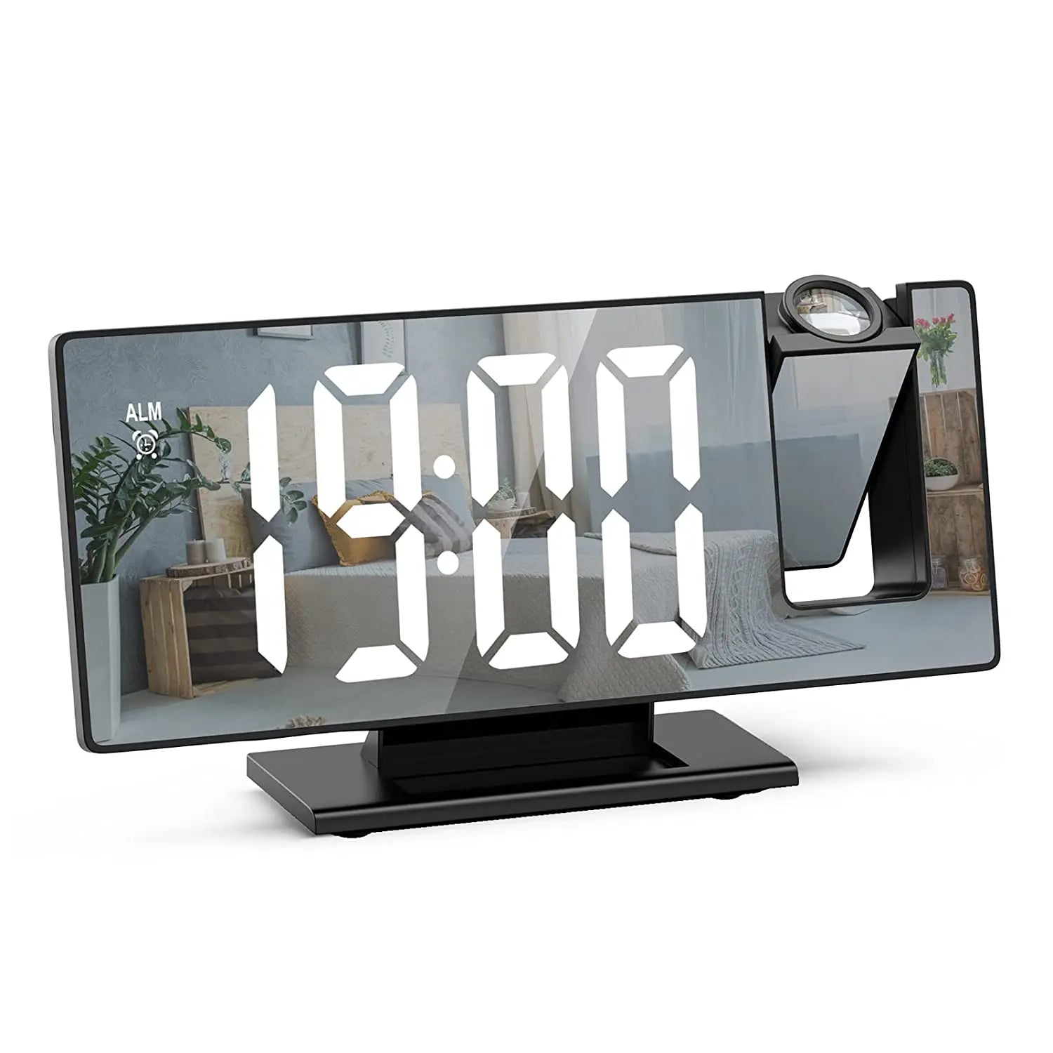 Desktop Electric Digital Projection Mini Light Alarm Table Mirror LED Clock With Time Projector