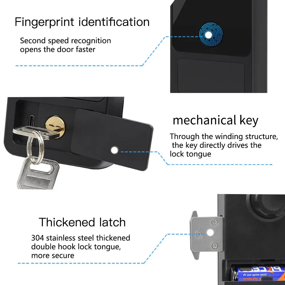 Smart Security Door Lock Biometric Fingerprint Password WiFi Tuya App Aluminum Material Cloud & Memory Card Glass Door