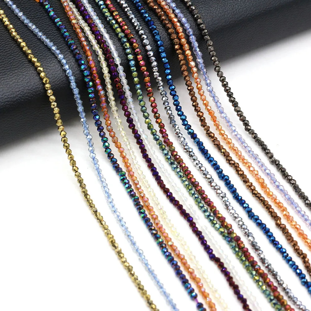 Natural Semi-Precious Stone Crystal Quartz Loose Beads Plating Color 2mm for Jewelry Making DIY Bracelet Necklace Lenght 38cm