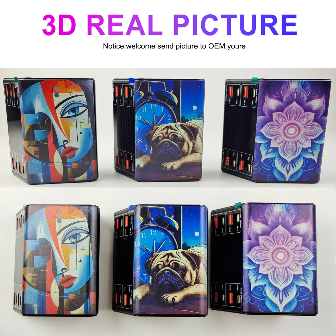 EONLINE 3D Nine Tailed fox 100W QCPD3.0 USB Charger Wireless Chargers Quick Charge 8 Port Fast Charger Charging Station for IPho