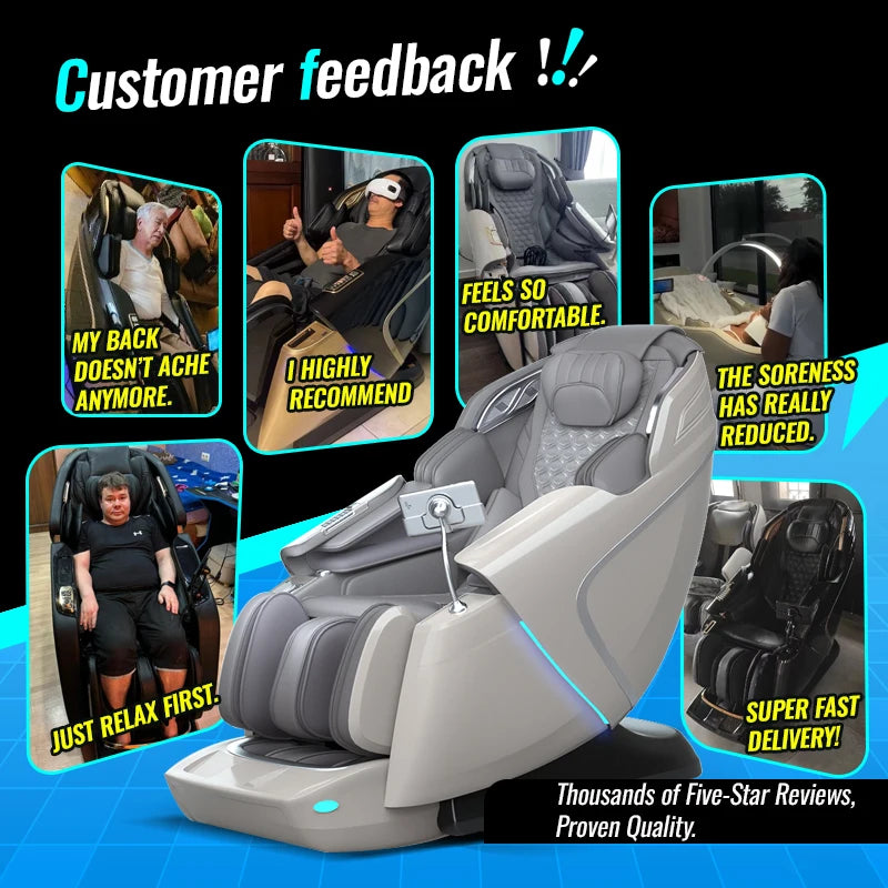 Luxury Electric Shiatsu Chair Massage 4D Zero Gravity Full Body Massage Chair with Airbags Bluetooth Intelligent Voice Control