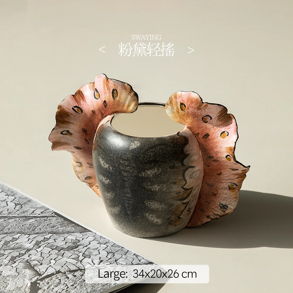 Merlin Living Hand Painting Flower Vase for Home Decor Butterfly Vase Ceramic Decoration Chaozhou Ceramic Factory Wholesale