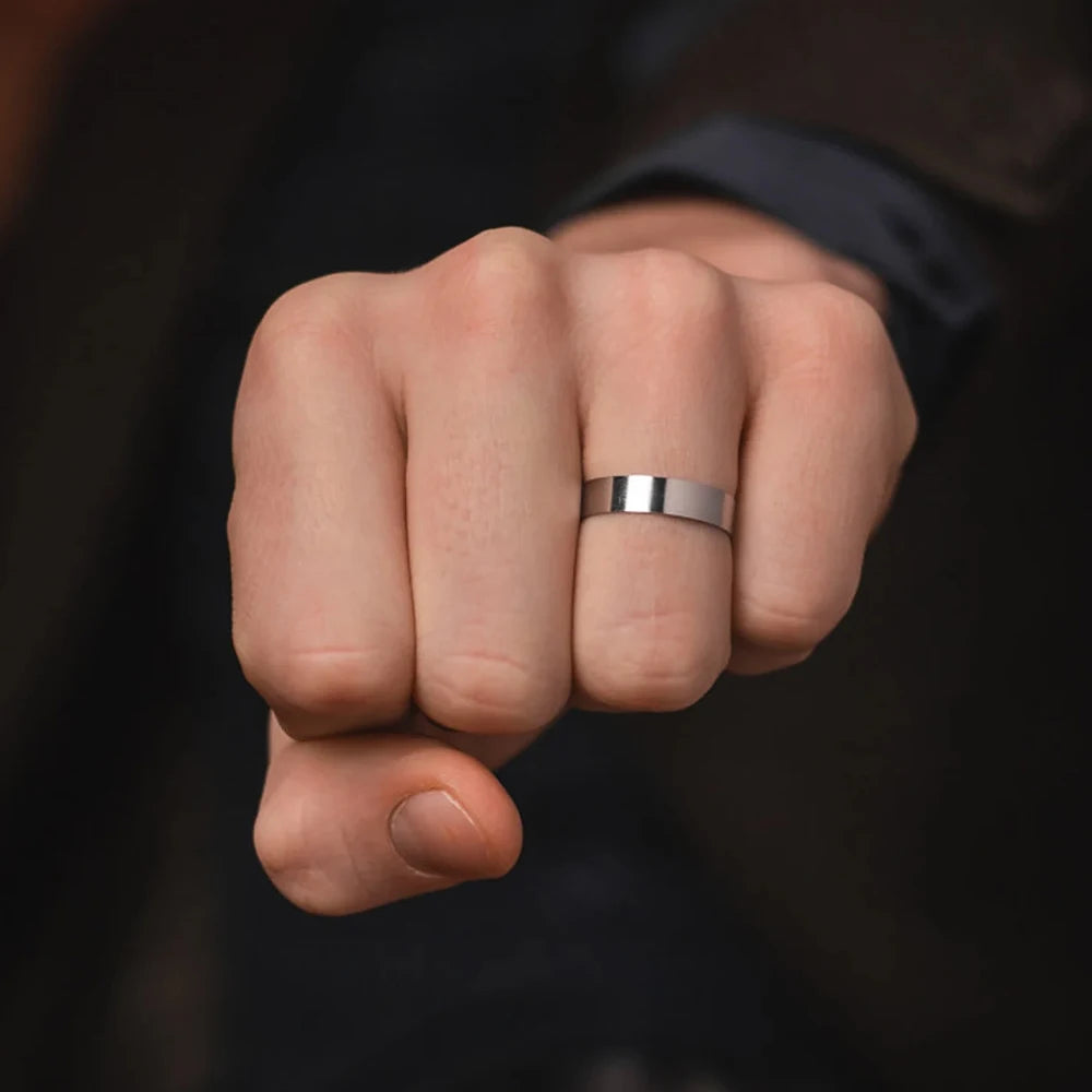 EManco Popular European Vintage Simple Jewelry 18K Gold Plated Men Minimal Unisize Open Ring 316 Stainless Steel